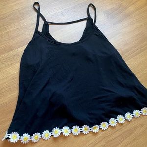 *Lowest possible price* Black Floral Embroidered Tank Top